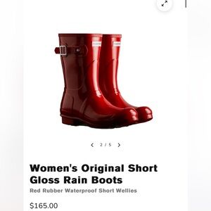 Hunter Red Original Short Gloss Rain Boot Size 6